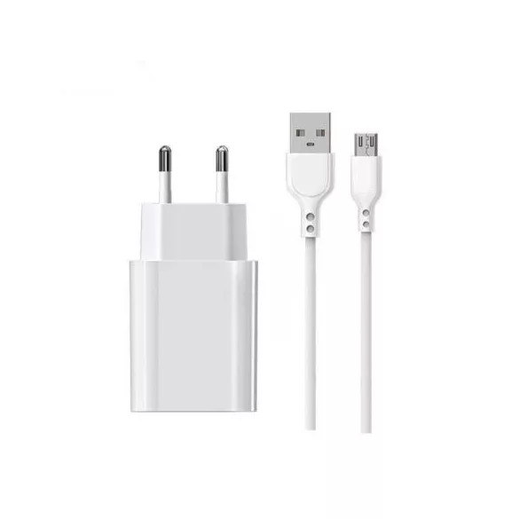 Cura hálózati töltő és USB/USB-C kábel, gyorstöltő, 2.4A, 1m, fehér