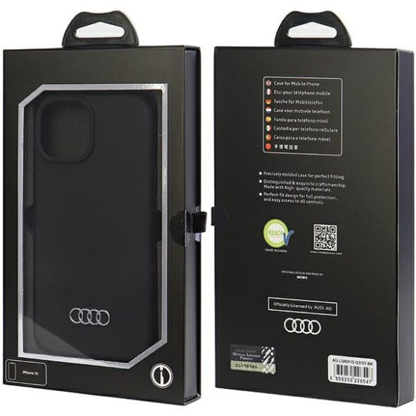 Audi Silicone Case iPhone 15 (AU-LSRIP15-Q3/D1-BK) hátlap, tok, fekete