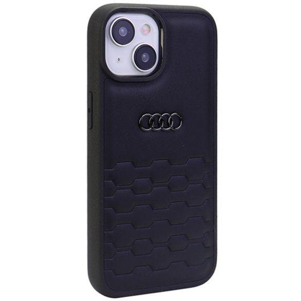 Audi GT Synthetic Leather iPhone 15 (AU-TPUPCIP15-GT/D2-BK) hátlap, tok, fekete