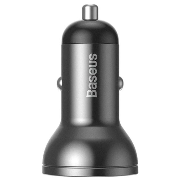 Baseus CCBX-0G Car Charger with Digital Display univerzális autós szivargyújtó töltő, 2xUSB-A, 2.4A, 24W, fekete