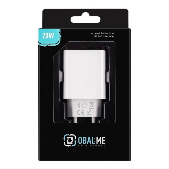 OBAL:ME Wall Charger USB-C hálózati adapter, PD, 20W, fehér