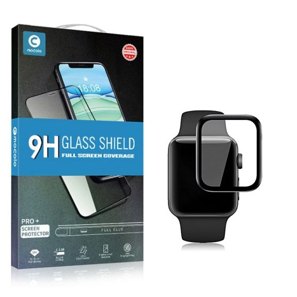 Mocolo 5D Apple Watch 4/5/6/SE 44mm teljes kijelzős edzett üvegfólia (tempered glass), 9H keménységű, fekete