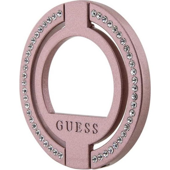 Guess Rhinestones MagSafe Ringstand Magsafe kompatibilis gyűrűs állvány, rózsaszín