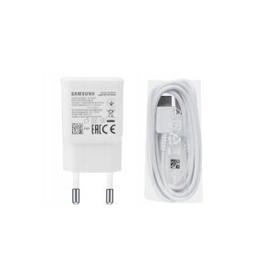 Samsung EP-TA200EWE + EP-DG970BWE USB-A gyári hálózati töltő, gyorstöltő adapter USB-A/USB-C kábellel, 1.5m,15W, (doboz nélküli), fehér