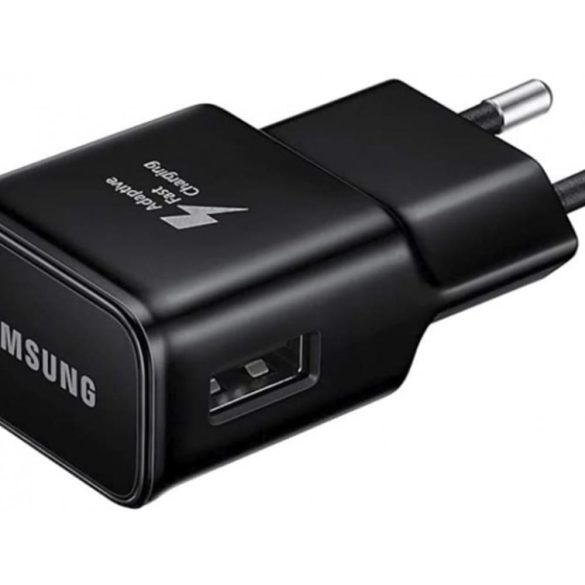 Samsung EP-TA200EBE+EP-DR140ABE USB gyári hálózati töltő, gyorstöltő adapter USB-A/USB-C kábellel, 15W, (doboz nélküli), fekete