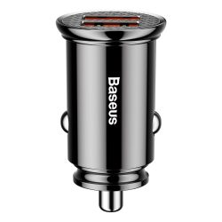   Baseus CCALL-YD01 Circular Car Charger univerzális autós szivargyújtó töltő, 2xUSB-A, QC3.0, 5A, 30W, fekete