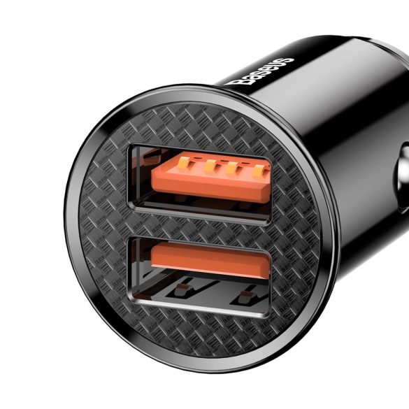 Baseus CCALL-YD01 Circular Car Charger univerzális autós szivargyújtó töltő, 2xUSB-A, QC3.0, 5A, 30W, fekete