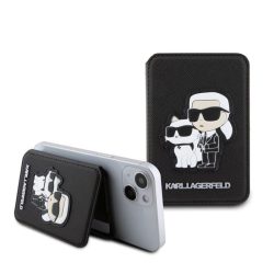   Karl Lagerfeld Karl and Choupette Cardslot Magsafe kompatibilis mágneses kártyatartó, telefonállvány, fekete