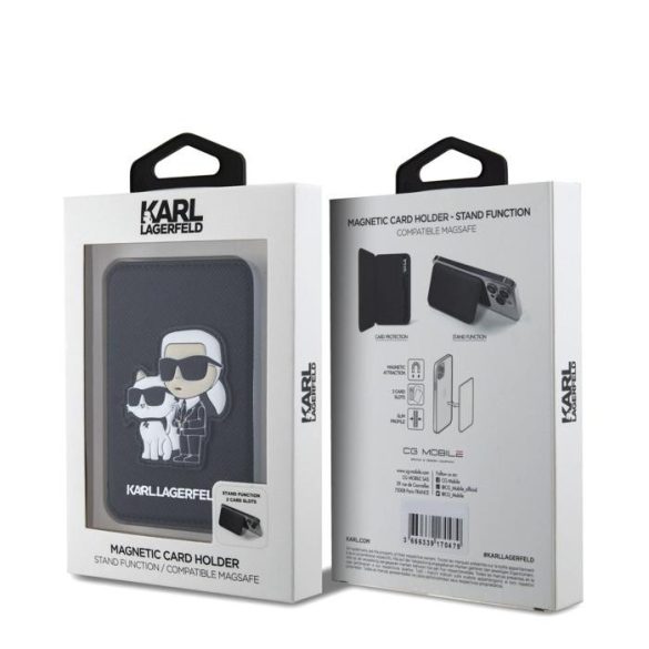 Karl Lagerfeld Karl and Choupette Cardslot Magsafe kompatibilis mágneses kártyatartó, telefonállvány, fekete