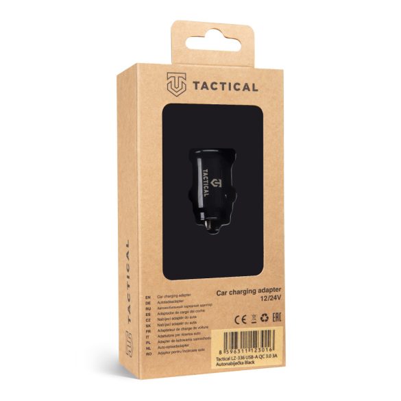 Tactical LZ-336 univerzális autós szivargyújtó töltő, USB-A, QC 3.0, 3A, fekete