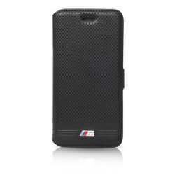   BMW iPhone 6 Plus/6S Plus M Sport Adrenaline Embossed Lines oldalra nyíló tok, fekete