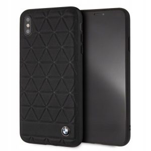 BMW iPhone Xs Max Hexagon Leather eredeti bőr (BMHCI65HEXBK) hátlap, tok, fekete