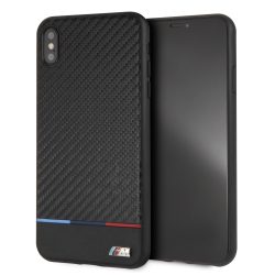   BMW iPhone Xs Max Carbon Tricolor Stripe (BMHCI65PUCARTCBK) hátlap, tok, fekete