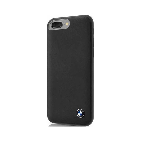 BMW iPhone 6 Plus/7 Plus/8 Plus Signature Genuine Leather (BMHCI8LGLSCBK) hátlap, tok, fekete