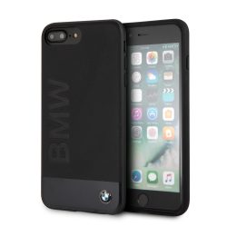   BMW iPhone 6 Plus/7 Plus/8 Plus Genuine Leather and Alu Plate (BMHCI8LSGLALBK) hátlap, tok, fekete