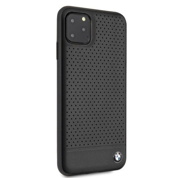 BMW iPhone 11 Pro Max Signature Perforated eredeti bőr (BMHCN65PEBOBK) hátlap, tok, fekete