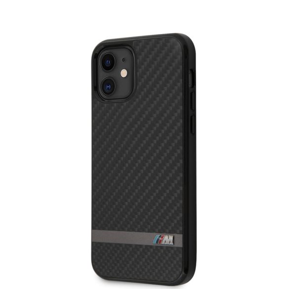 BMW iPhone 12 Mini Carbon & Aluminium (BMHCP12SASCFBK) hátlap, tok, fekete