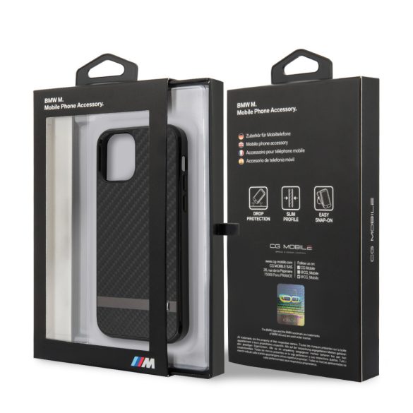 BMW iPhone 12 Mini Carbon & Aluminium (BMHCP12SASCFBK) hátlap, tok, fekete