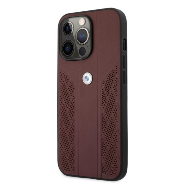 BMW iPhone 13 Pro Leather Curve Perforate eredeti bőr (BMHCP13LRSPPR) hátlap, tok, fekete