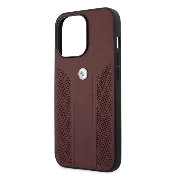 BMW iPhone 13 Pro Leather Curve Perforate eredeti bőr (BMHCP13LRSPPR) hátlap, tok, fekete