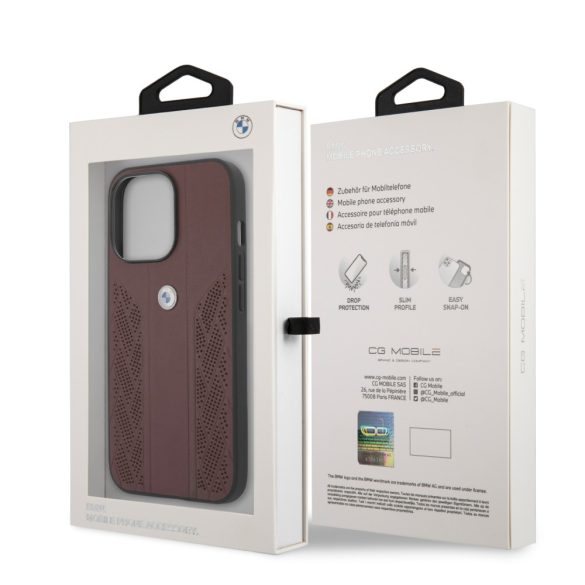 BMW iPhone 13 Pro Leather Curve Perforate eredeti bőr (BMHCP13LRSPPR) hátlap, tok, fekete