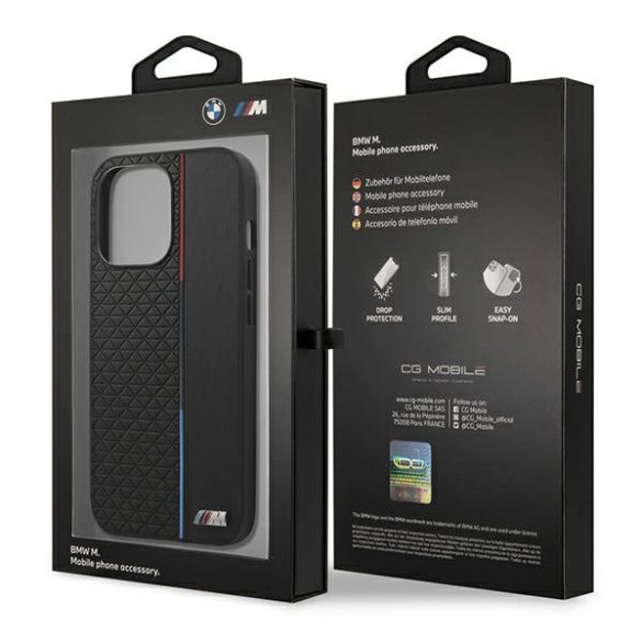 BMW iPhone 13 Pro M Collection Triangles (BMHCP13LTRTBK) hátlap, tok, fekete
