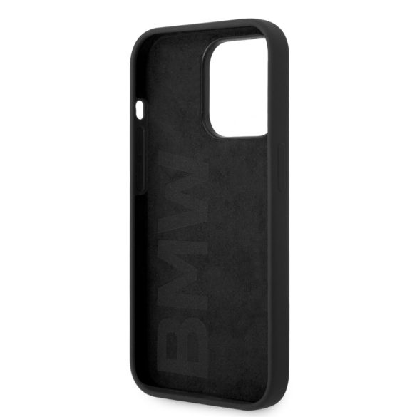 BMW iPhone 14 Pro Silicone Metal Logo (BMHCP14LSILBK) hátlap, tok, fekete