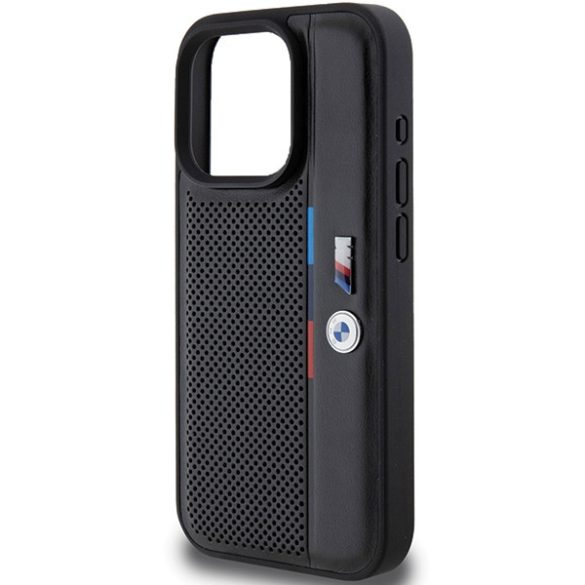 BMW iPhone 15 Pro Max Perforated Tricolor Line (BMHCP15X23PUPVK) hátlap, tok, fekete