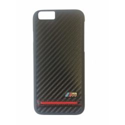   BMW iPhone 6/6S M Sport Carbon Print & Stipe Piping Red (BMHCP6HSCR) hátlap, tok, fekete