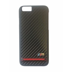 BMW iPhone 6/6S M Sport Carbon Print & Stipe Piping Red (BMHCP6HSCR) hátlap, tok, fekete