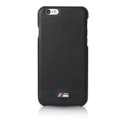   BMW iPhone 6 Plus/6S Plus M Sport Adrenaline Hard Embossed Line bőr hátlap, tok, fekete