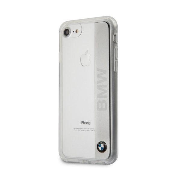 BMW iPhone 6/7/8 Engraved Aluminum Plate Transparent hátlap, tok, ezüst