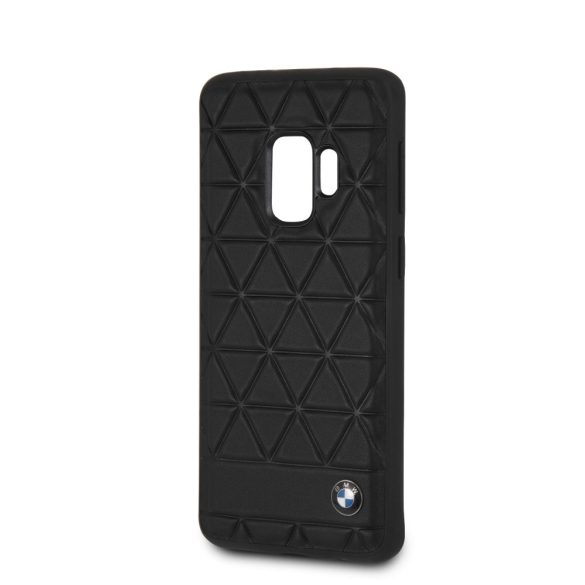 BMW Samsung Galaxy S9 Hexagon Leather eredeti bőr (BMHCS9HEXBK) hátlap, tok, fekete