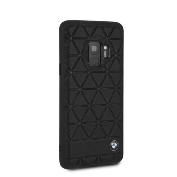 BMW Samsung Galaxy S9 Hexagon Leather eredeti bőr (BMHCS9HEXBK) hátlap, tok, fekete