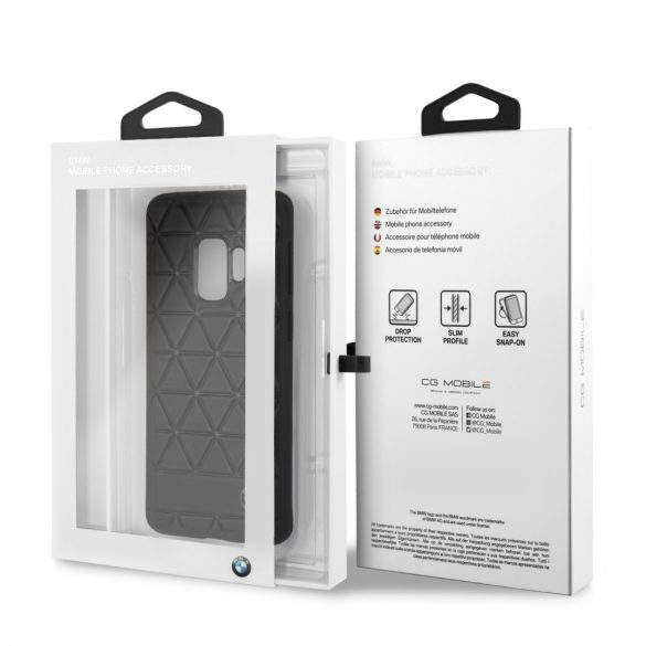 BMW Samsung Galaxy S9 Hexagon Leather eredeti bőr (BMHCS9HEXBK) hátlap, tok, fekete