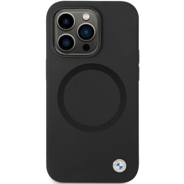 BMW iPhone 14 Pro Signature Liquid Silicone MagSafe (BMHMP14LSILBK2) magsafe kompatibilis hátlap, tok, fekete