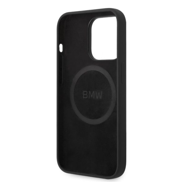 BMW iPhone 14 Pro Silicone Signature Logo Magsafe (BMHMP14LSLBLBK) hátlap, tok, fekete