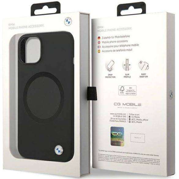 BMW iPhone 14 Signature Liquid Silicone MagSafe (BMHMP14SSILBK2) magsafe kompatibilis hátlap, tok, fekete