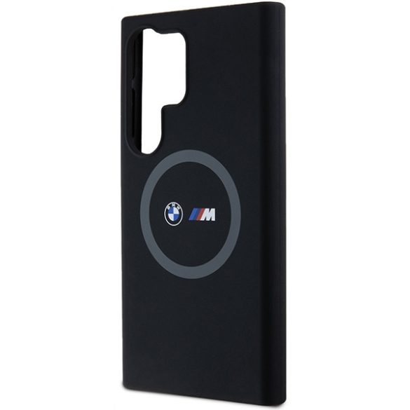 BMW Samsung Galaxy S24 Ultra M Silicone Printed Ring MagSafe (BMHMS24L23SROK) Magsafe kompatibilis hátlap, tok, fekete