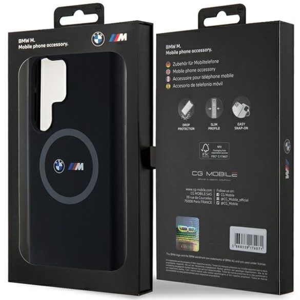 BMW Samsung Galaxy S24 Ultra M Silicone Printed Ring MagSafe (BMHMS24L23SROK) Magsafe kompatibilis hátlap, tok, fekete