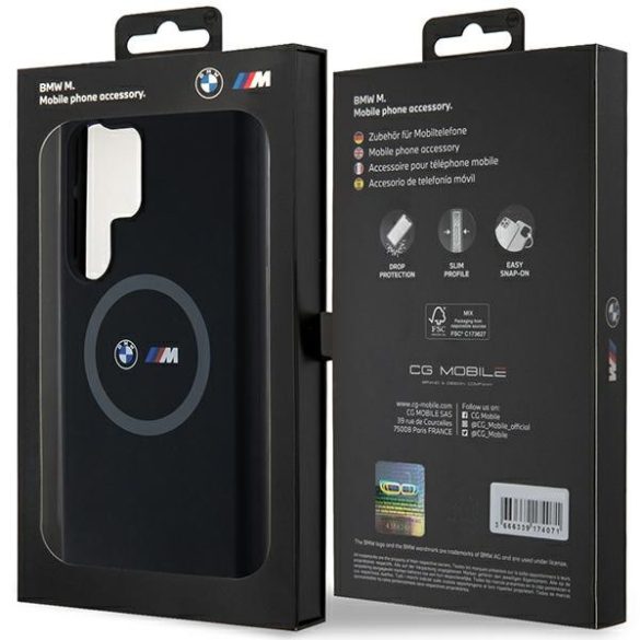 BMW Samsung Galaxy S24 Ultra M Silicone Printed Ring MagSafe (BMHMS24L23SROK) Magsafe kompatibilis hátlap, tok, fekete