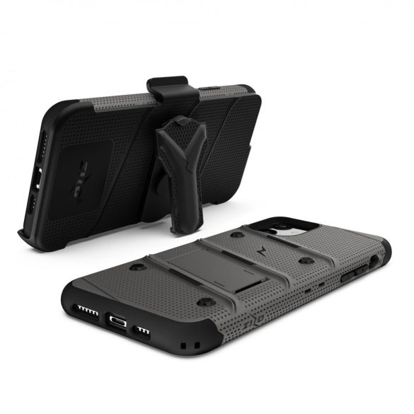 Zizo Bolt Cover iPhone 11 ütésálló hátlap, tok és edzett üvegfólia, fekete-szürke