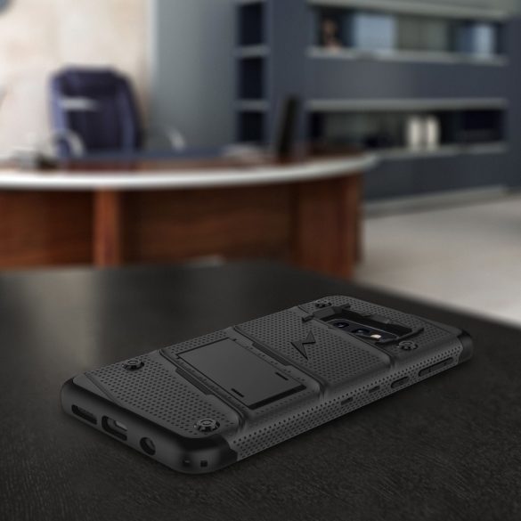 Zizo Bolt Cover Samsung Galaxy S10e ütésálló hátlap, tok és edzett üvegfólia, fekete