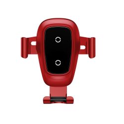  Baseus Metal Wireless Charger Gravity Car Mount autós telefon tartó és vezeték nélküli töltő, piros