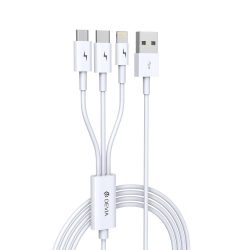   Devia Smart 3in1 Lightning/Micro-usb/Type-C USB kábel, fehér