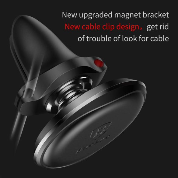 Baseus Magnetic Air Vent mágneses autós telefontartó szellőzőrácsra, kábeltartóval, fekete