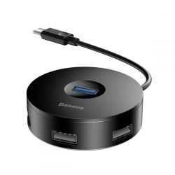   Baseus GO1 Round Box Hub Type-C 4in1 elosztó 4 db USB, fekete