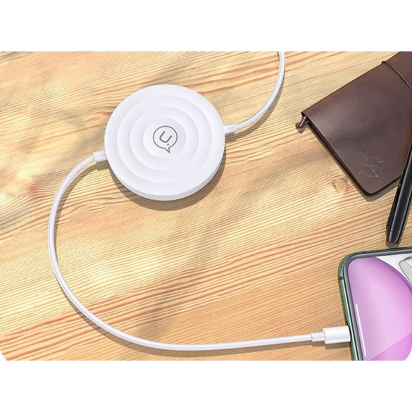 USAMS US-CC096 2in1 Wireless Qi Charger, iPhone, iWatch, AirPods vezeték nélküli töltő, lightning kábellel, fehér