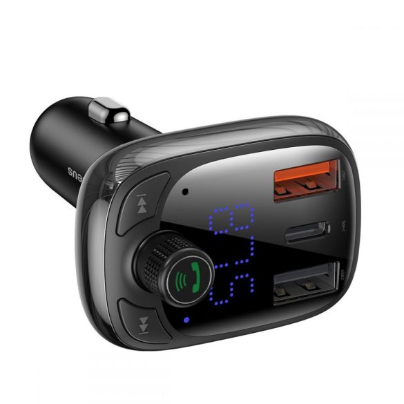 Baseus S13 univerzális autós szivargyújtó töltő és FM transmitter, dual-usb, fekete