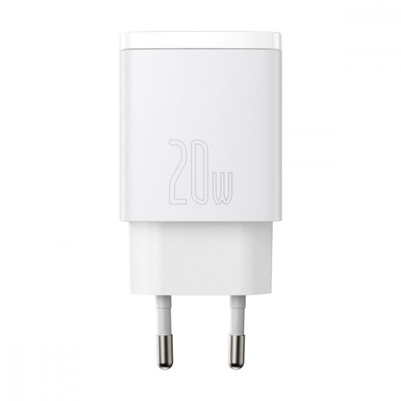 Baseus CCXJ-B02 USB+USB-C,Compact Quick Charger hálózati töltő adapter, gyorstöltés, 20W, QC, PD, 3A, fehér